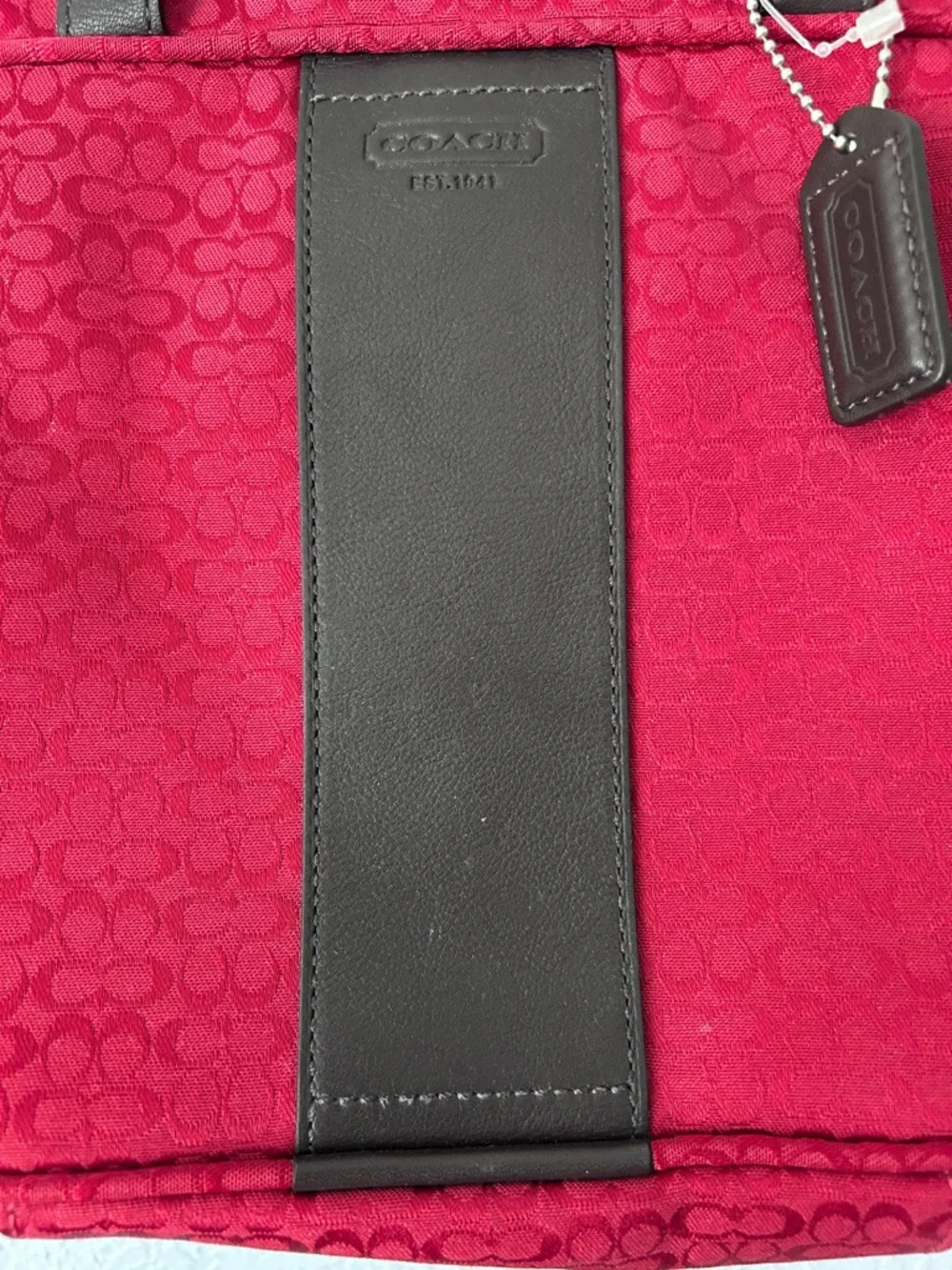 Coach Red Toiletries Bag Leather Accents and Handles - Picture 2 of 12